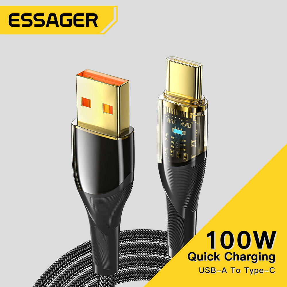 Essager PD 100W Fast Charging Wire USB-C Charger Data Cord 7A USB Type C Cable For Huawei P50 P40 Samsung Honor Oneplus Poco Type-C Cable