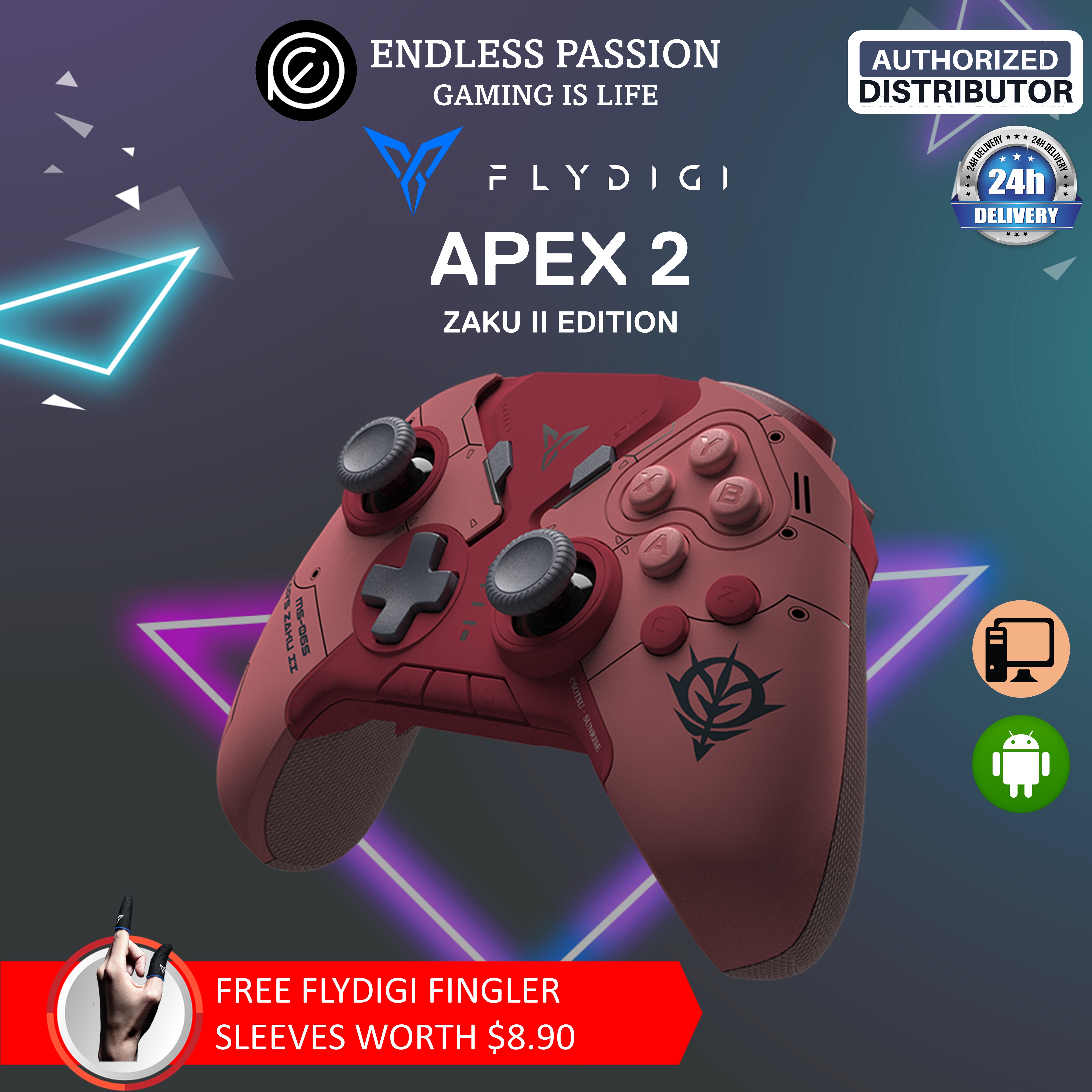 Flydigi Apex 2 Multi-Platform Controller - Include 2.4G Wireless USB Dongle & Controller Casing - Available in Gundam Edition