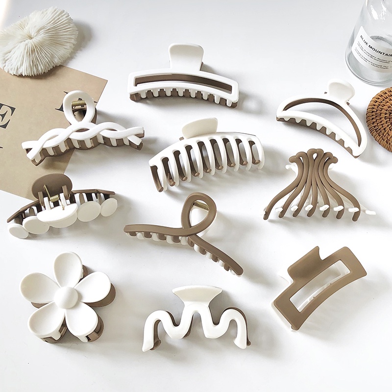 Korean Style Fashion Frosted Temperament Acrylic Hair Clip Women's Large Color Matching Hair Claw