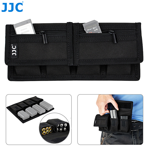 JJC Camera Lithium Battery Pouch 2A/3A/14500/18650 Battery Bag with Memory Card SD/CF/XQD Card Zipper Pocket for Sony NP-F550 NP-FW50 NP-FZ100 Canon LP-E6 LP-E8 LP-E10 LP-E12 Polyester Material